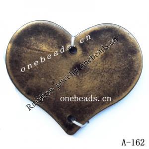 Antique Copper Acrylic Beads Heart 35x44mm Hole:2mm Sold by bag