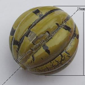  Crackle Acrylic Beads, Fluted Round 18mm Hole:2.5mm, Sold by bag