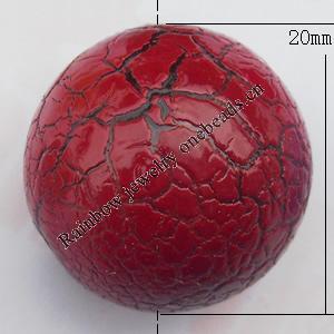  Crackle Acrylic Beads, Round 20mm Hole:3mm, Sold by bag