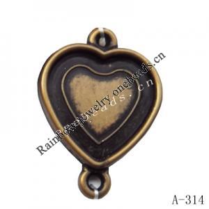 Antique Copper Acrylic Beads Heart 29x40mm Hole:2.5mm Sold by bag