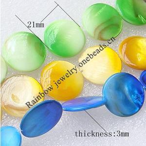 Gleamy Paint shell beads, Flat Round 21x3mm Hole:1mm, Sold by Group