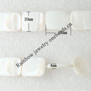 Gleamy Paint shell beads, Rectangle 20x25x4mm Hole:1mm, Sold by Group