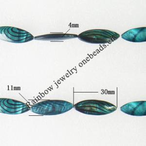 Gleamy Paint shell beads, Horse eye 30x11x4mm Hole:1mm, Sold by Group