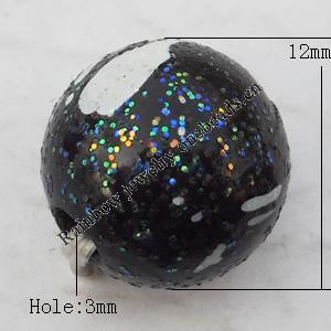 Spray-Painted Acrylic Beads, Round 12mm Hole:3mm, Sold by bag