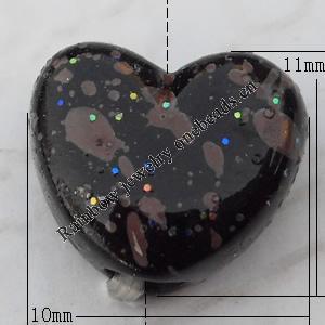  Spray-Painted Acrylic Beads, Heart 11x10mm Hole:3mm, Sold by bag