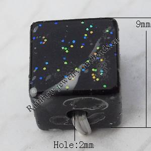  Spray-Painted Acrylic Beads, Square 9mm Hole:2mm, Sold by bag