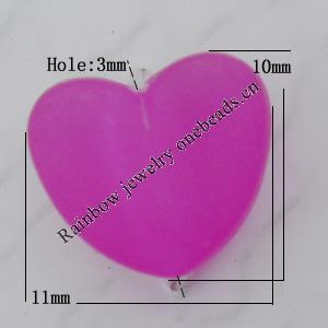 Matte Acrylic Beads, Heart 11x10mm Hole:3mm, Sold by Bag