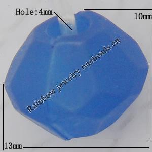 Matte Acrylic Beads, Faceted Bicone 13x10mm Hole:4mm, Sold by Bag