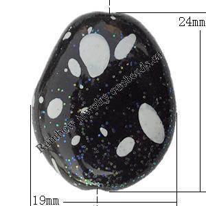  Spray-Painted Acrylic Beads, Nugget 19x24mm Hole:2mm, Sold by bag