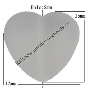 Matte Acrylic Beads, Heart 17x15mm Hole:2mm, Sold by Bag