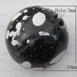  Spray-Painted Acrylic Beads, Round 18mm Hole:3mm, Sold by bag