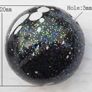  Spray-Painted Acrylic Beads, Round 20mm Hole:2mm, Sold by bag