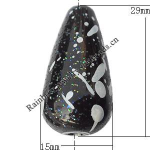  Spray-Painted Acrylic Beads, Teardrop 15x29mm Hole:3mm, Sold by bag