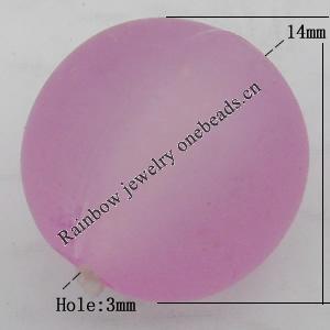 Matte Acrylic Beads, Round 14mm Hole:3mm, Sold by Bag