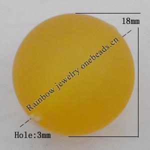 Matte Acrylic Beads, Round 18mm Hole:3mm, Sold by Bag