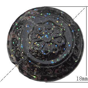  Spray-Painted Acrylic Beads, Flat Round 18x10mm Hole:2.5mm, Sold by bag