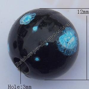  Spray-Painted Acrylic Beads, Round 12mm Hole:3mm, Sold by bag