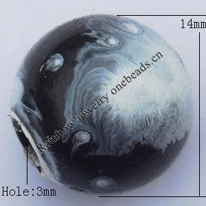  Spray-Painted Acrylic Beads, Round 14mm Hole:3mm, Sold by bag