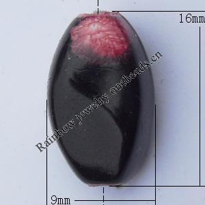  Spray-Painted Acrylic Beads, Twist Flat Oval 9x16mm Hole:2mm, Sold by bag