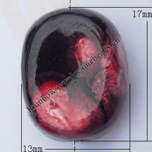  Spray-Painted Acrylic Beads, Flat Oval 13x17mm Hole:3mm, Sold by bag