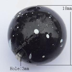  Spray-Painted Acrylic Beads, Round 18mm Hole:3mm, Sold by bag