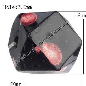  Spray-Painted Acrylic Beads, Polygon 20x19mm Hole:3.5mm, Sold by bag