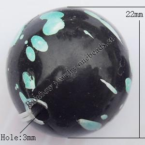  Spray-Painted Acrylic Beads, Round 22mm Hole:3mm, Sold by bag
