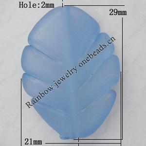 Matte Acrylic Beads, Twist Leaf 21x29mm Hole:2mm, Sold by Bag