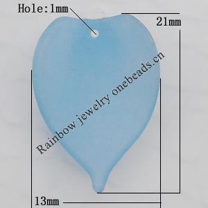 Matte Acrylic Beads, Leaf 13x21mm Hole:1mm, Sold by Bag