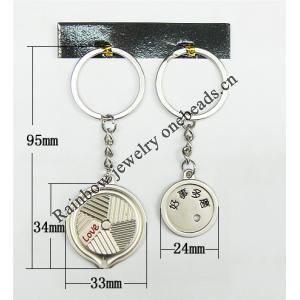 Zinc Alloy keyring Jewelry Chains, 30x95mm, Sold by Group