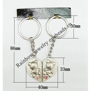 Zinc Alloy keyring Jewelry Chains, 86x30mm, Sold by Group
