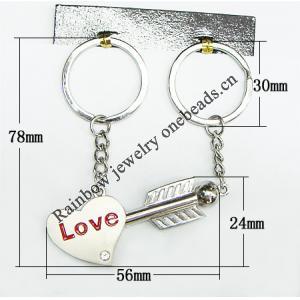 Zinc Alloy keyring Jewelry Chains, 78x30mm, Sold by Group