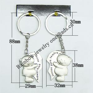 Zinc Alloy keyring Jewelry Chains, 30x88mm, Sold by Group