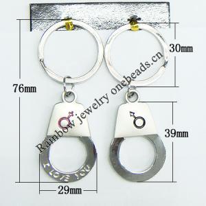 Zinc Alloy keyring Jewelry Chains, 76x30mm, Sold by Group