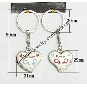 Zinc Alloy keyring Jewelry Chains, 80x31mm, Sold by Group