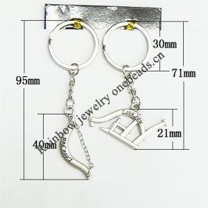 Zinc Alloy keyring Jewelry Chains, 30x95mm, Sold by Group