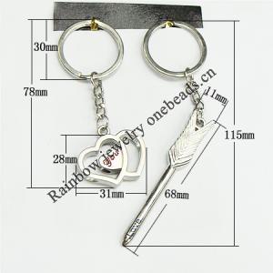 Zinc Alloy keyring Jewelry Chains, 115x31mm, Sold by Group