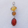 Imitate Amber Pendant With Metal Alloy Set, 65x20x8mm Hole:7.5x5mm, Sold by Bag 