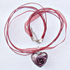 17-inch Lampwork Necklace, Wax Cord & Organza Ribbon Transparent & Lampwork Pendant 29x29x16mm Sold by Group