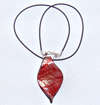 17-inch Lampwork Necklace, Wax Cord & Organza Ribbon Transparent & Lampwork Pendant 35x62x5mm Sold by Group