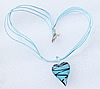 17-inch Lampwork Necklace, Wax Cord & Organza Ribbon Transparent & Lampwork Pendant 37x30x16mm Sold by Group