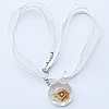 17-inch Lampwork Necklace, Wax Cord & Organza Ribbon Transparent & Lampwork Pendant 30x30x14mm Sold by Group