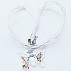 17-inch Lampwork Necklace, Wax Cord & Organza Ribbon Transparent & Lampwork Pendant 44x56x9mm Sold by Group