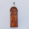 Imitate Amber Pendant With Metal Alloy Set, 50x17x10.5mm Hole:7x5mm, Sold by Bag 