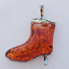 Imitate Amber Pendant With Metal Alloy Set, 55x45x14mm Hole:13x6mm, Sold by Bag 