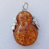 Imitate Amber Pendant With Metal Alloy Set, 62x43x16.5mm Hole:12.5x6mm, Sold by Bag 