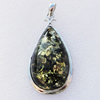 Imitate Amber Pendant With Metal Alloy Set, 70.5x35x17mm Hole:9.5x5mm, Sold by Bag 