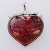 Imitate Amber Pendant With Metal Alloy Set, 57.5x48x17mm Hole:12x5mm, Sold by Bag 