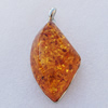 Imitate Amber Pendant With Metal Alloy Set, 72.5x38x21mm Hole:11x6mm, Sold by Bag 