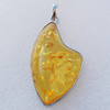 Imitate Amber Pendant With Metal Alloy Set, 63x34.5x16mm Hole:9x5mm, Sold by Bag 